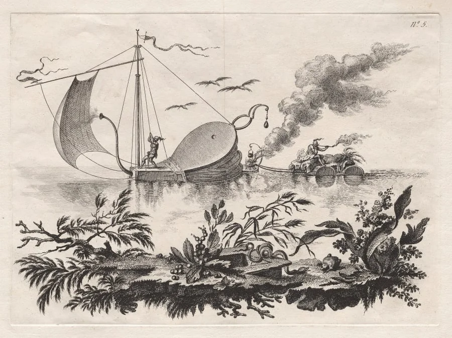 The Manner of Transporting Wares on Barges Drawn by a Bellows, by Filippo Morghen, 1769