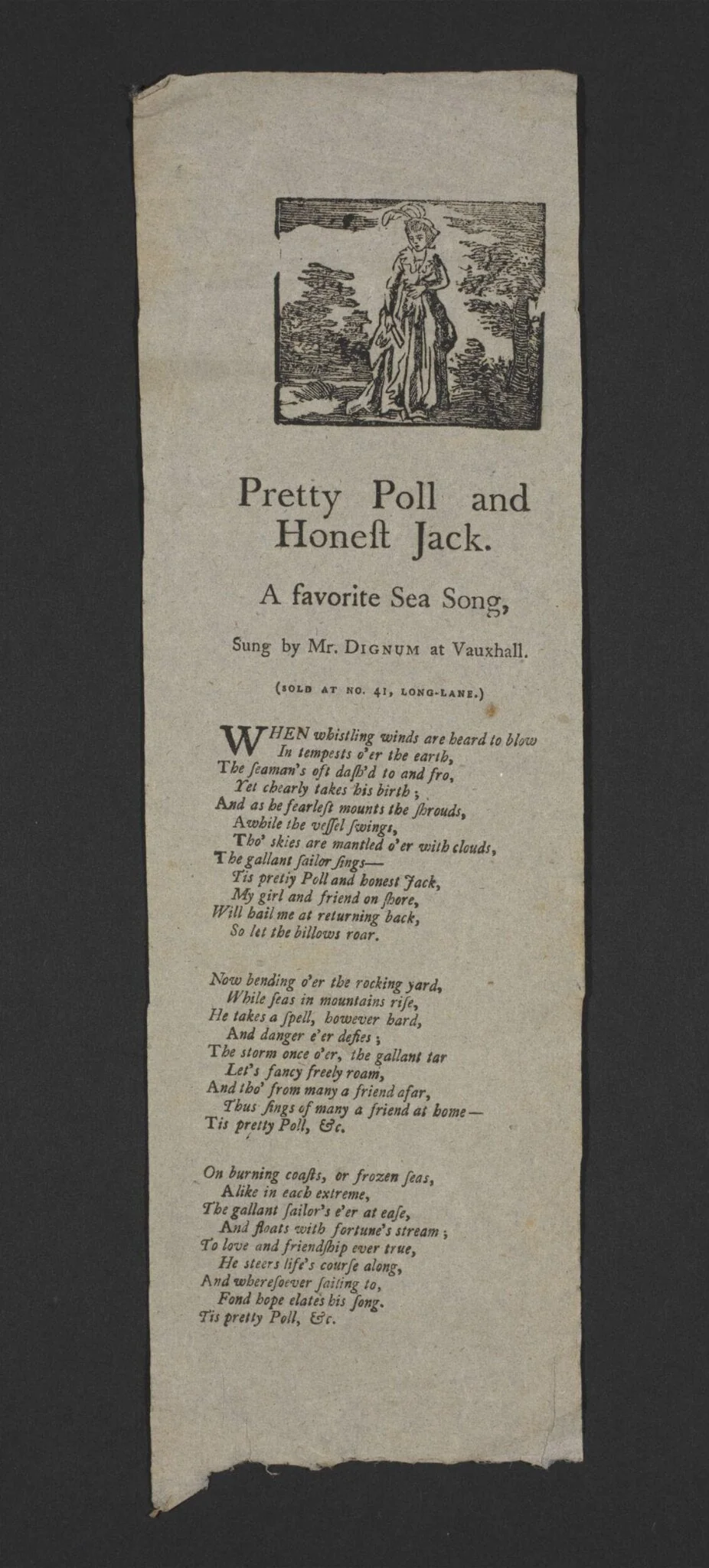 Pretty Poll and Honest Jack, by J. Evans, 1750