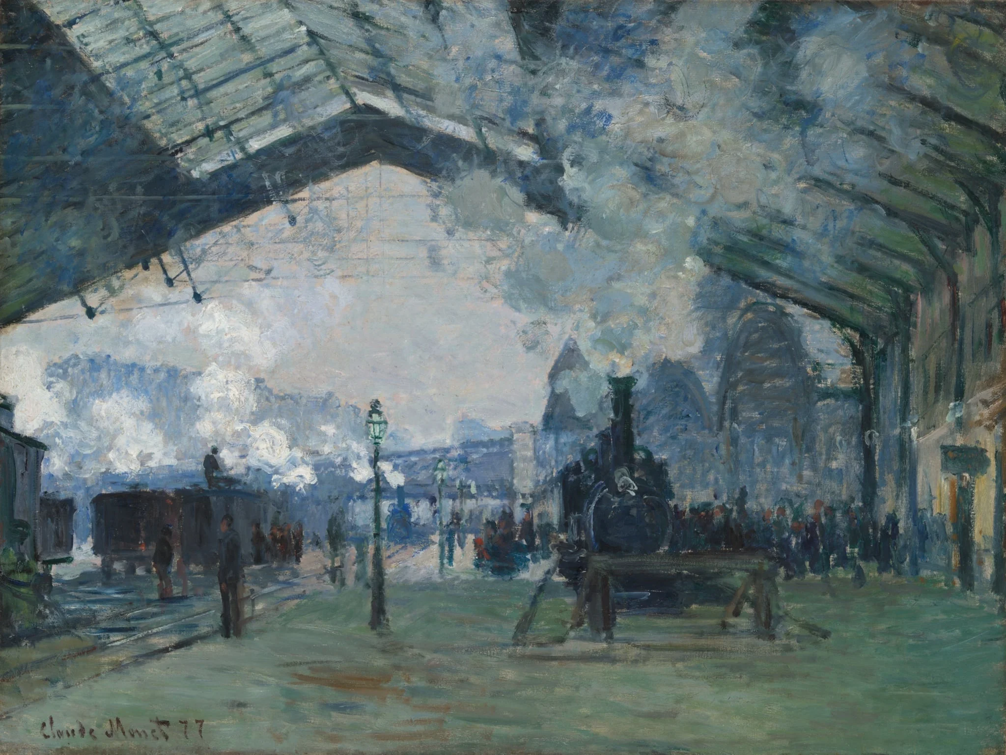 Arrival of the Normandy Train, Gare Saint-Lazare, by Claude Monet, oil, 1877