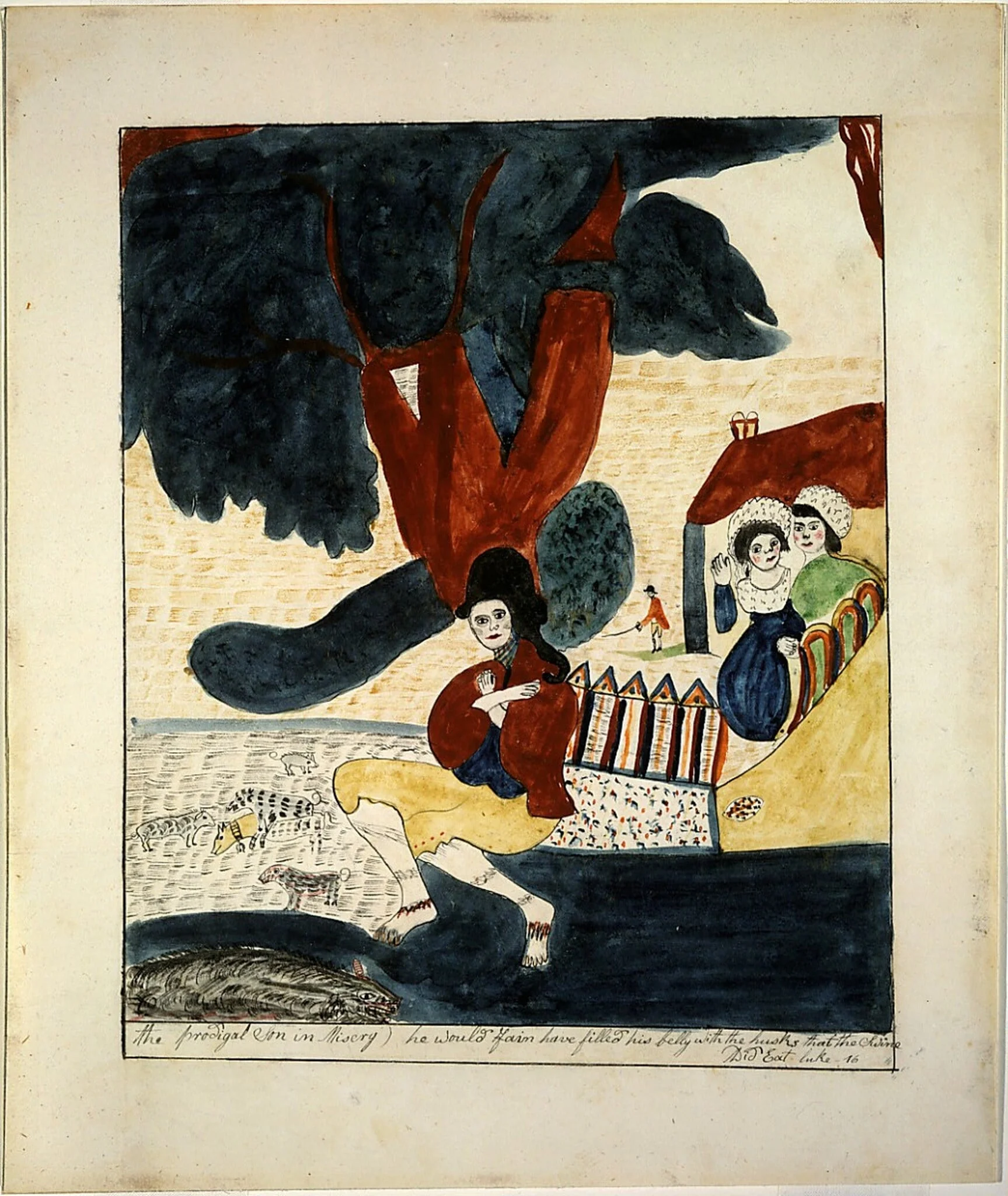 The Prodigal Son in Misery, by Mary Ann Willson, ink, 1815