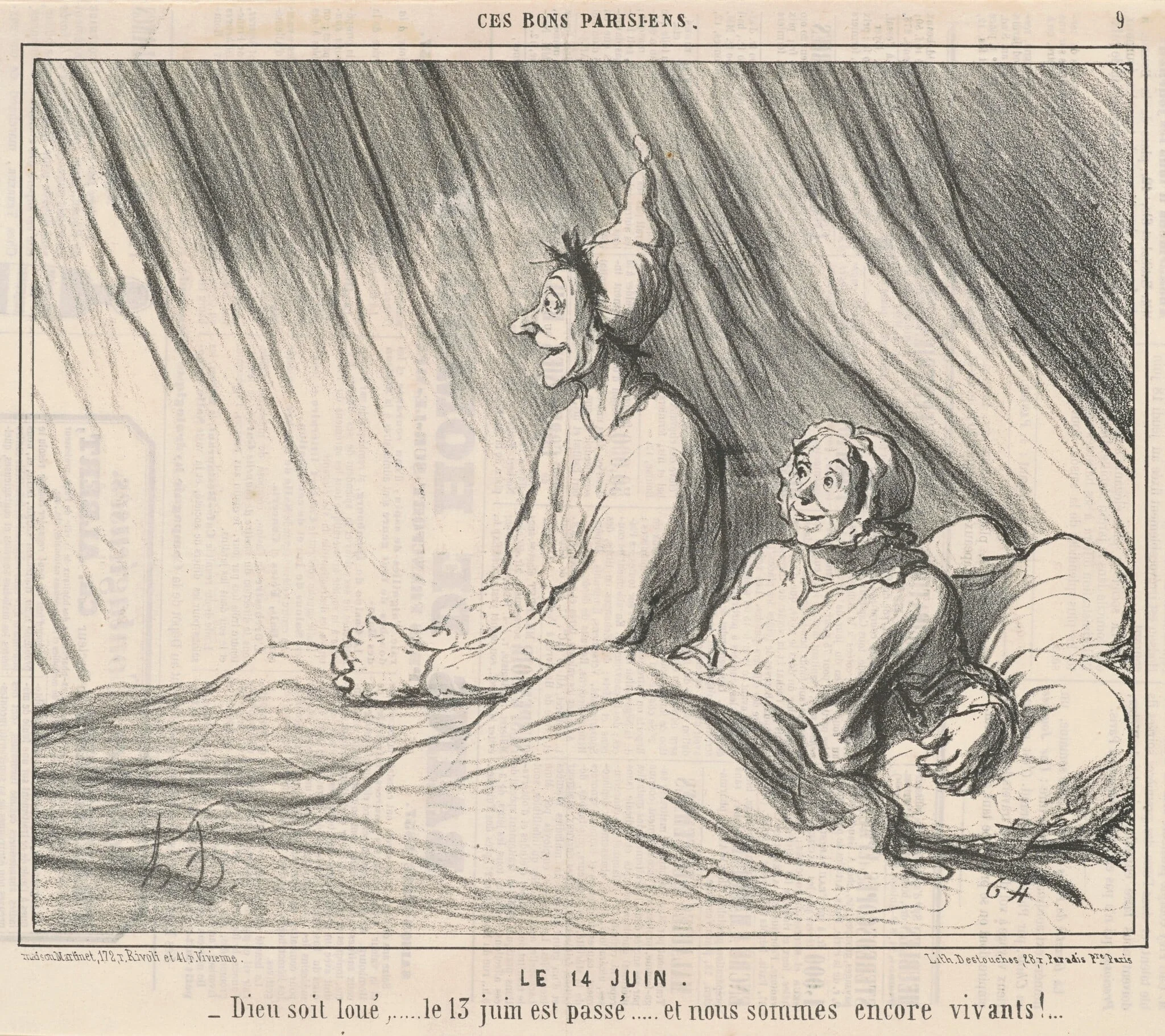 Le 14 Juin, by Honoré Daumier, ink, 1857