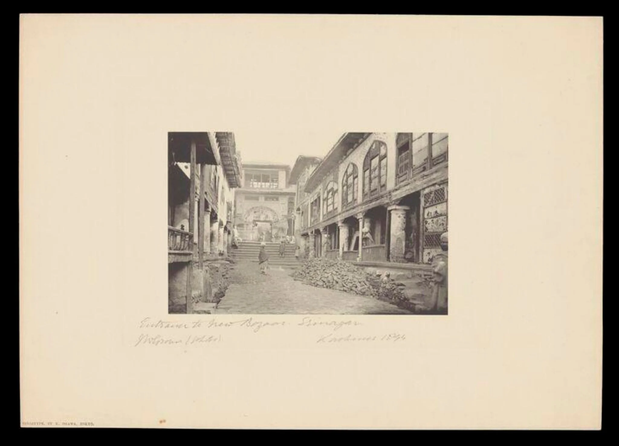 Entrance to New Bazaar, Srinagar, Kashmir, by J.W. Groves, photographic, 1894