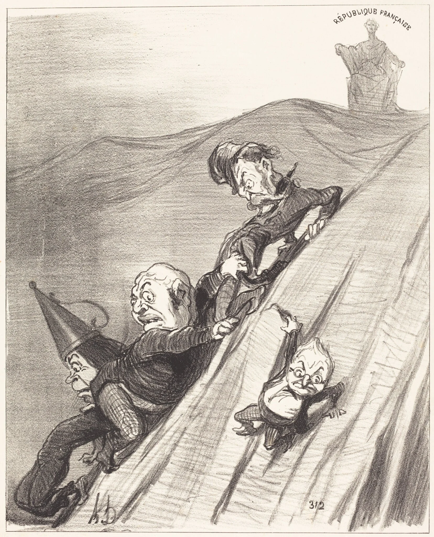 Un Chemin dangereux, by Honoré Daumier, ink, 1851