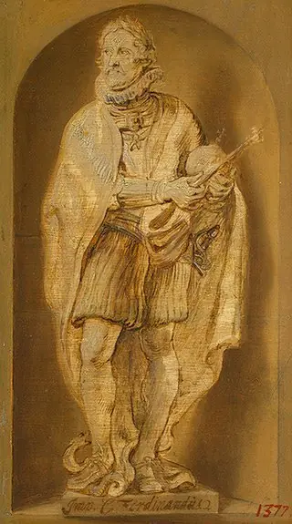 Statue of Ferdinand II in a niche