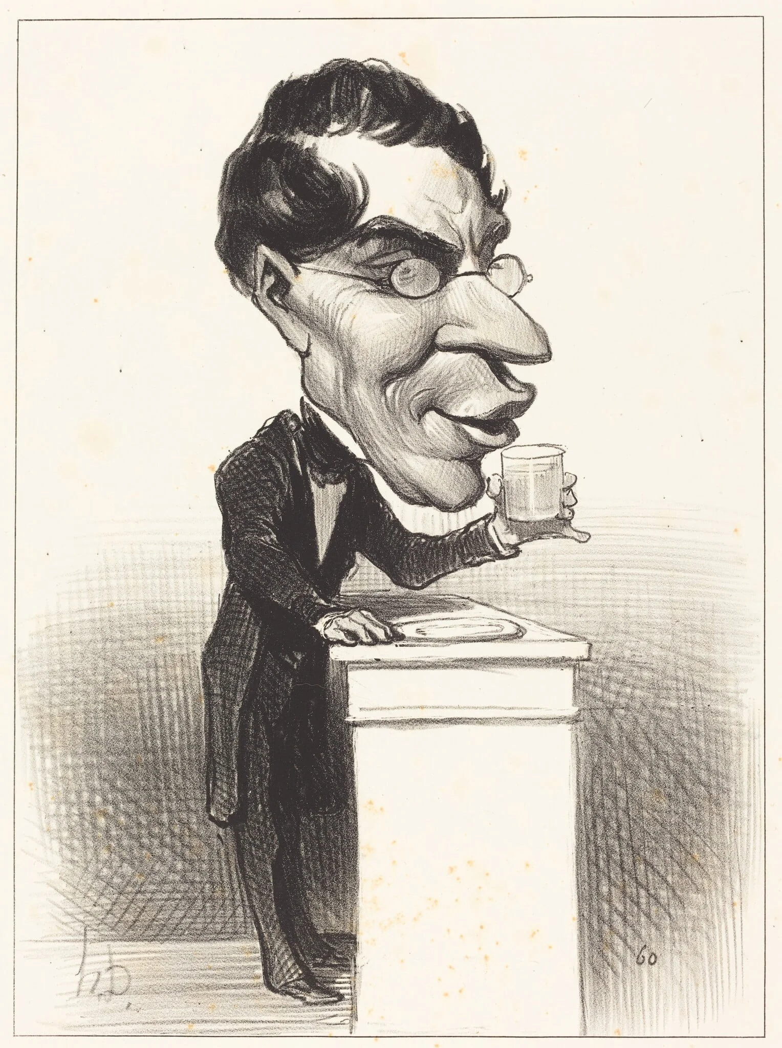 H.M. Augustin Corne, by Honoré Daumier, ink, 1849
