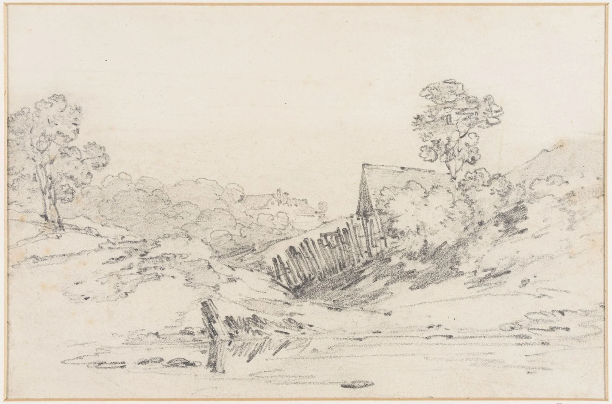 Cottage and landscape at Chirk, North Wales