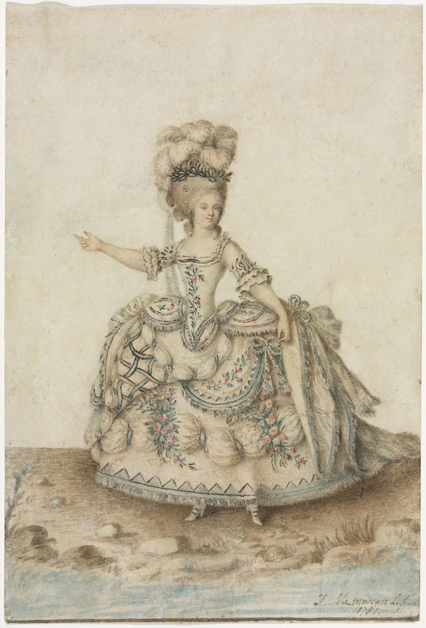 Costume Study for Opera Singer, by Jean Michel Moreau le Jeune, 1781