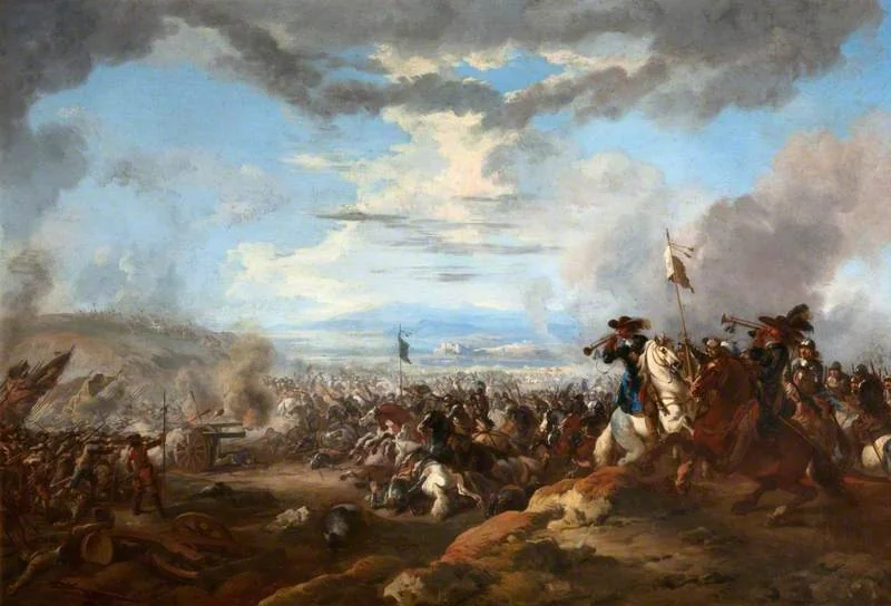 A Battle, by Pandolfo Reschi, oil, 1690