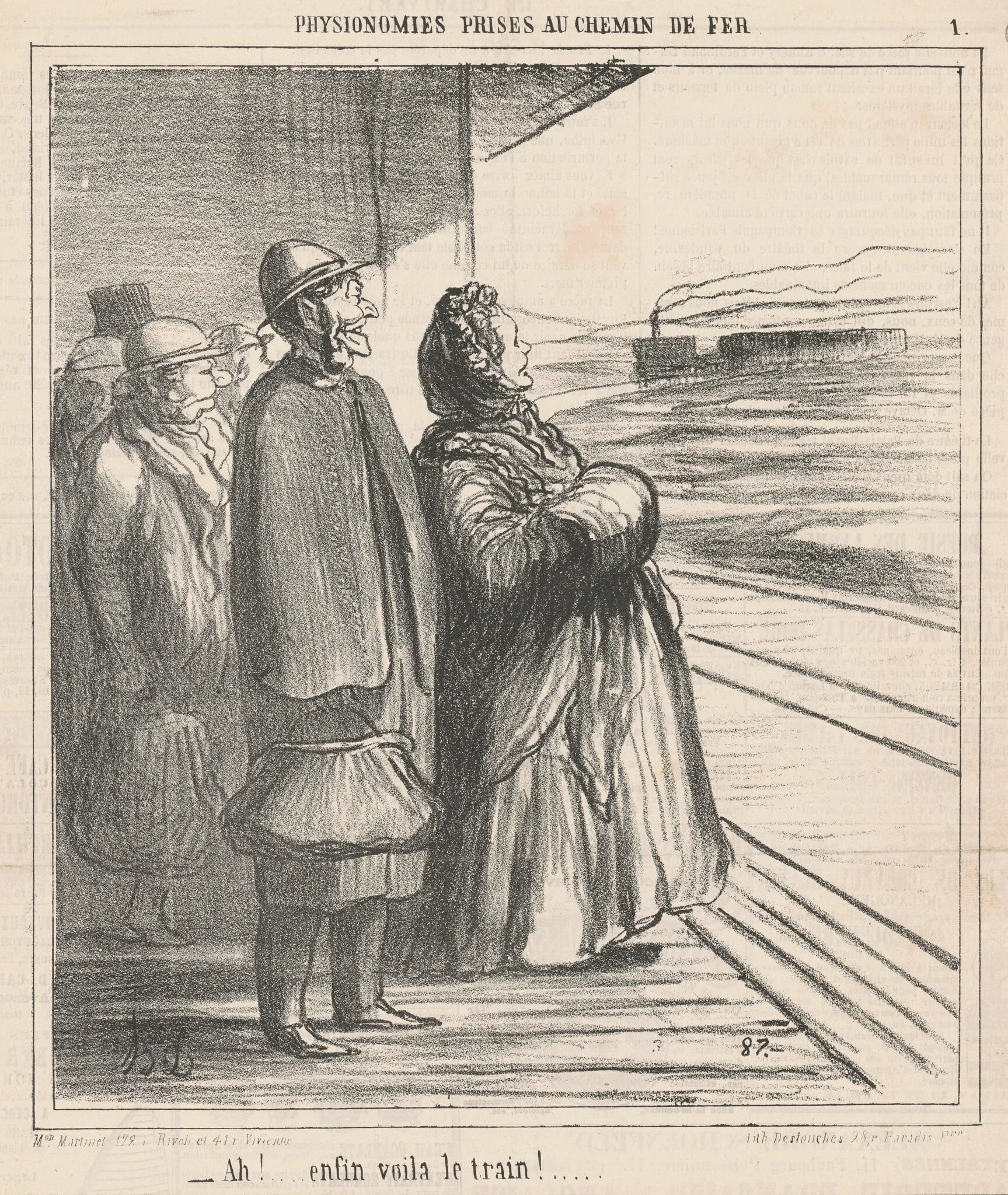 Ah! Enfin voila le train! ..., by Honoré Daumier, ink, 1865