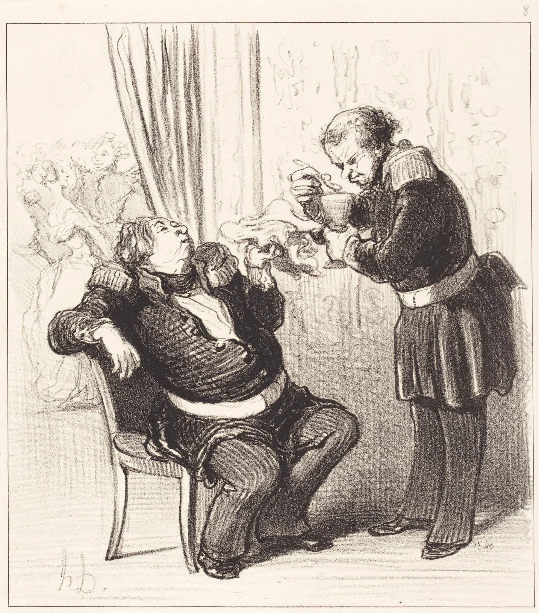 Décidément nous nous amusons trop, Guillochard!..., by Honoré Daumier, ink, 1849