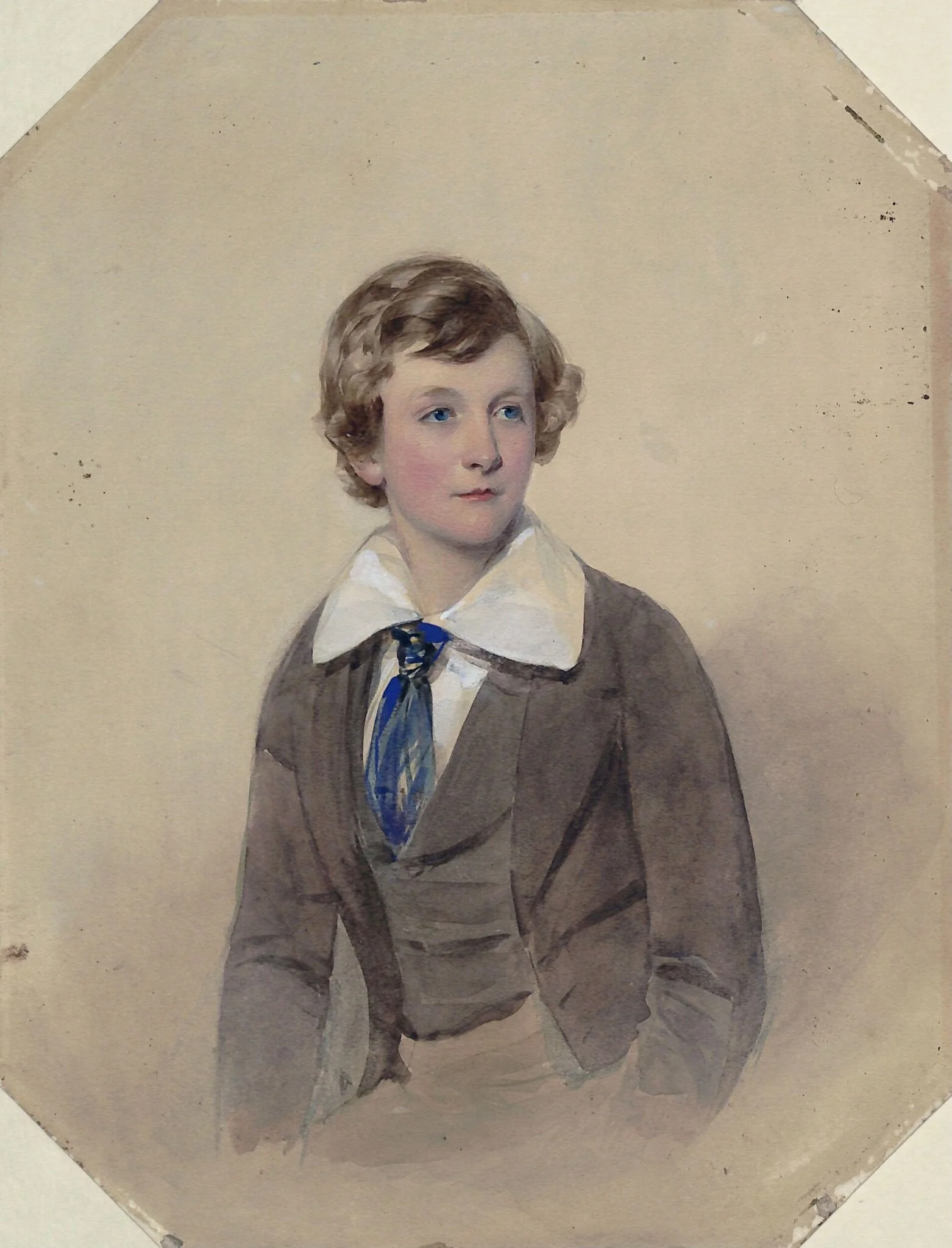 Portrait of a Boy: The Artist's Son, by Frederick Cruickshank, watercolor, 1820