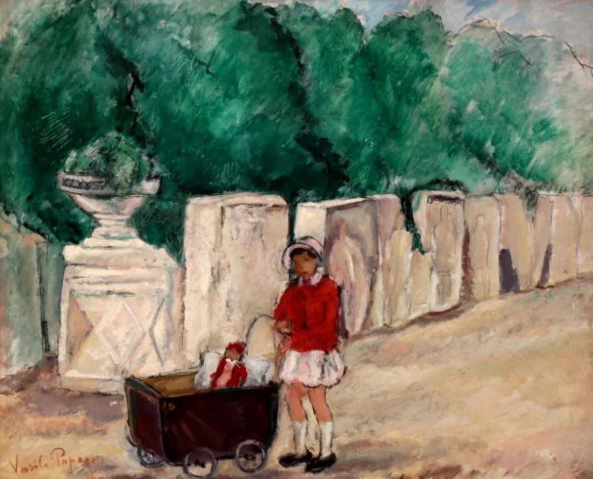 Fetiță în parc, by Vasile Popescu, unspecified, 1936