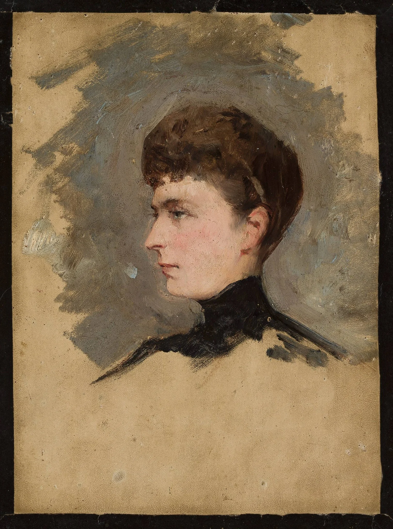 Portrait of a lady, sketch, by Tadeusz Ajdukiewicz, oil, 1894