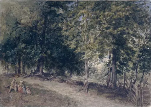 A wood with a group of figures