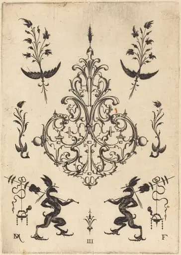 Brooch with Sprigs at Top and Griffins with Trophies at Bottom
