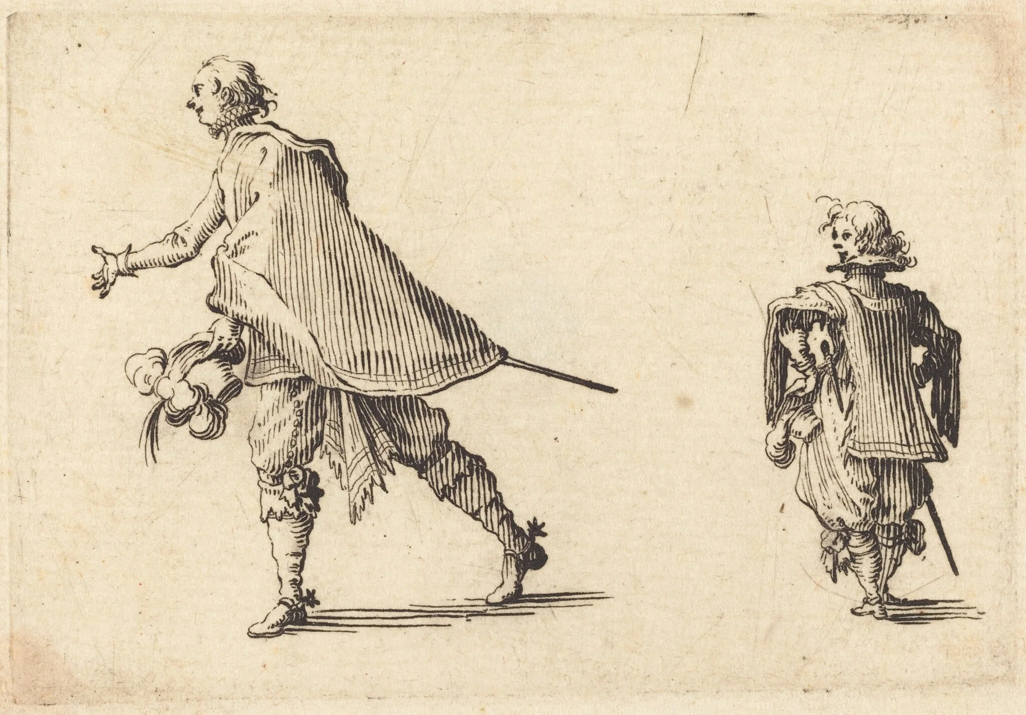 Gentleman and His Page, by Jacques Callot, ink, 1617