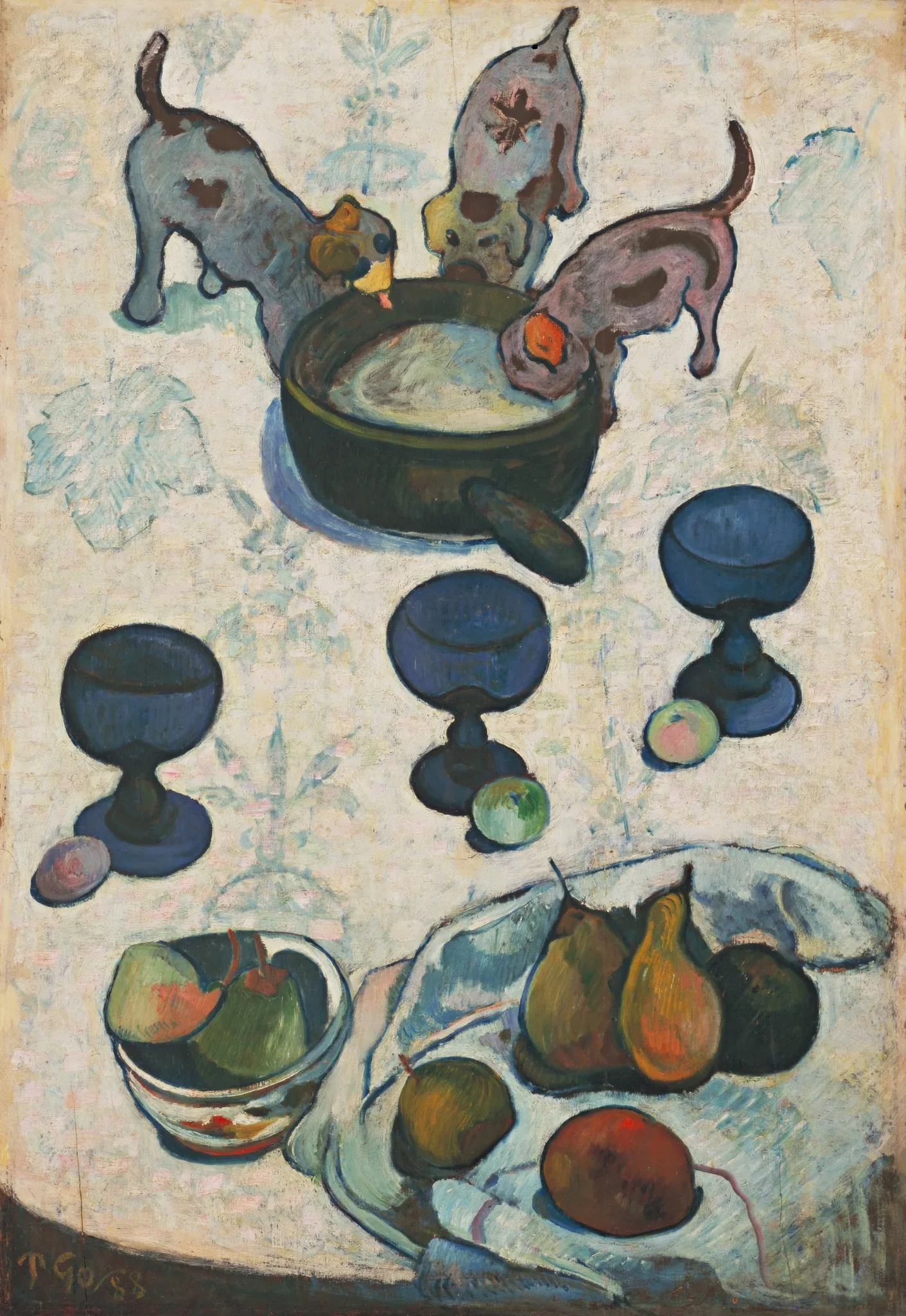 Still Life with Three Puppies, by Paul Gauguin, oil, 1894