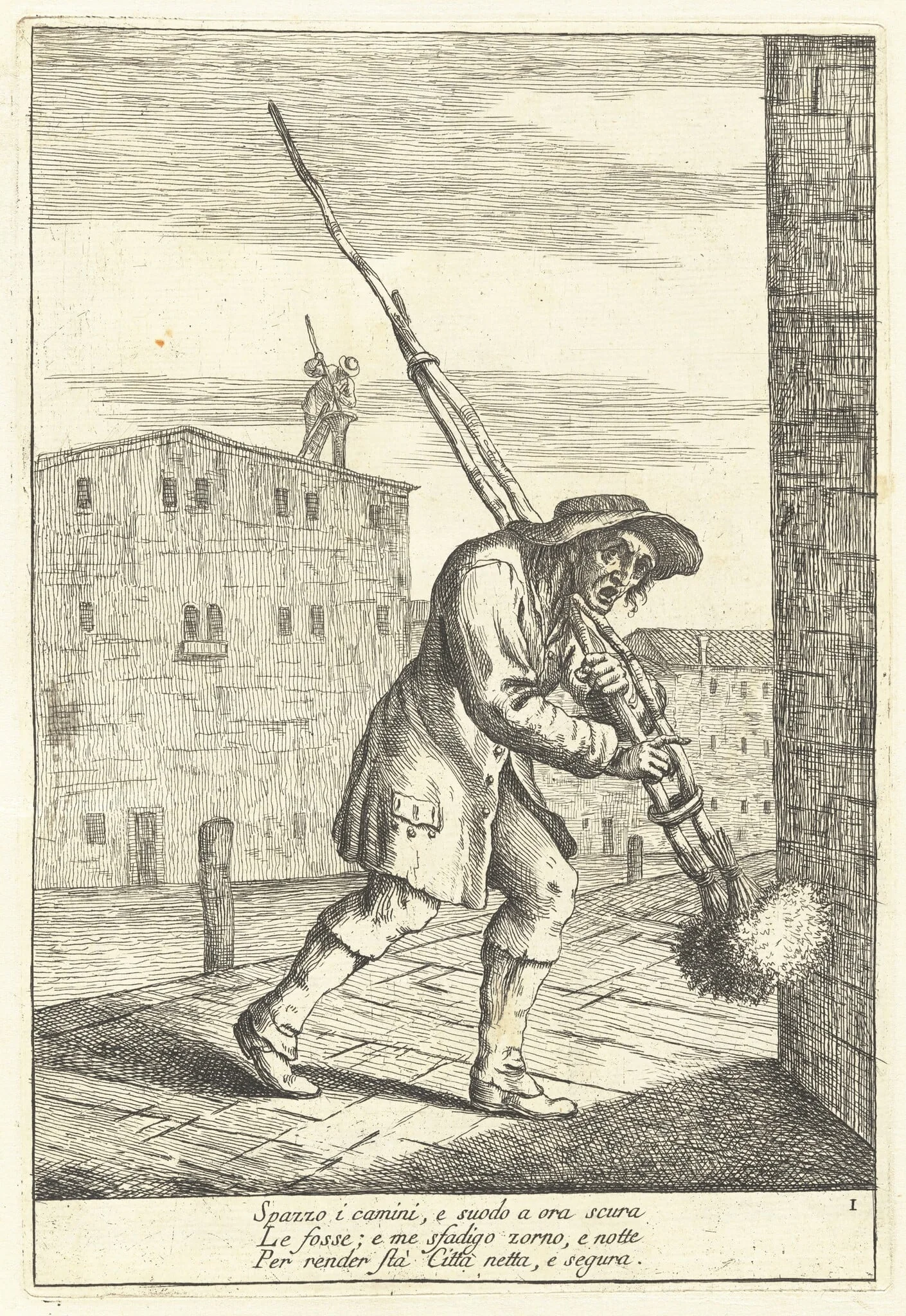 Scoa Camin (Chimney Sweep), by Gaetano Zompini, ink, 1753