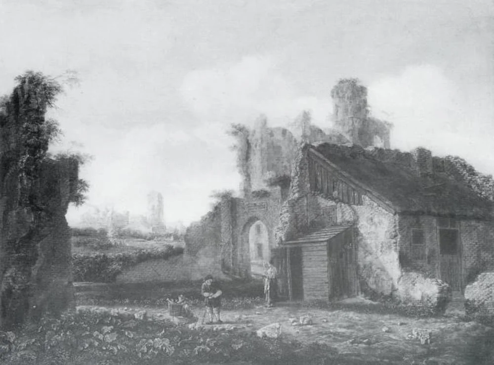 Italian Landscape with Antique Ruins, by Emanuel Murant, oil, 1675