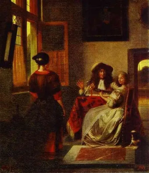 A Couple Making Music at a Table, with a Serving Girl