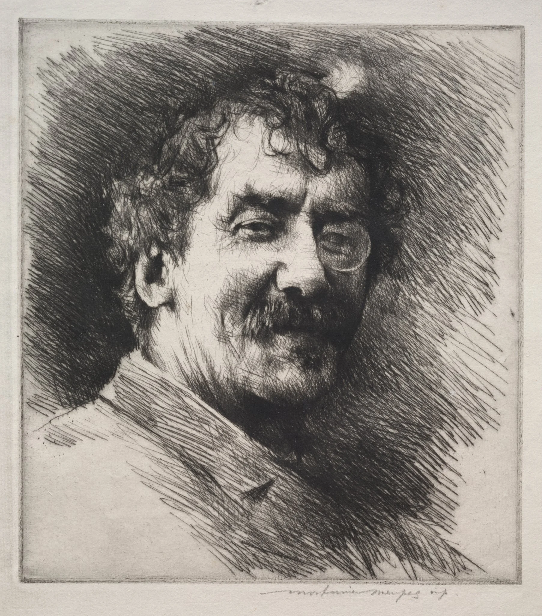 Portrait of Whistler with the White Lock, by Mortimer Menpes, 1880