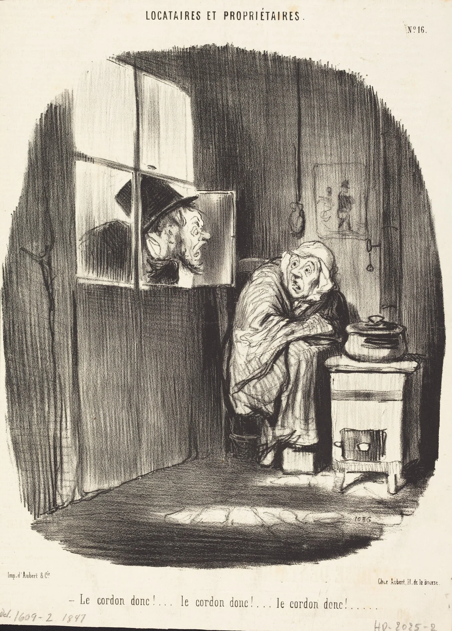 Le Cordon donc!..., by Honoré Daumier, ink, 1847