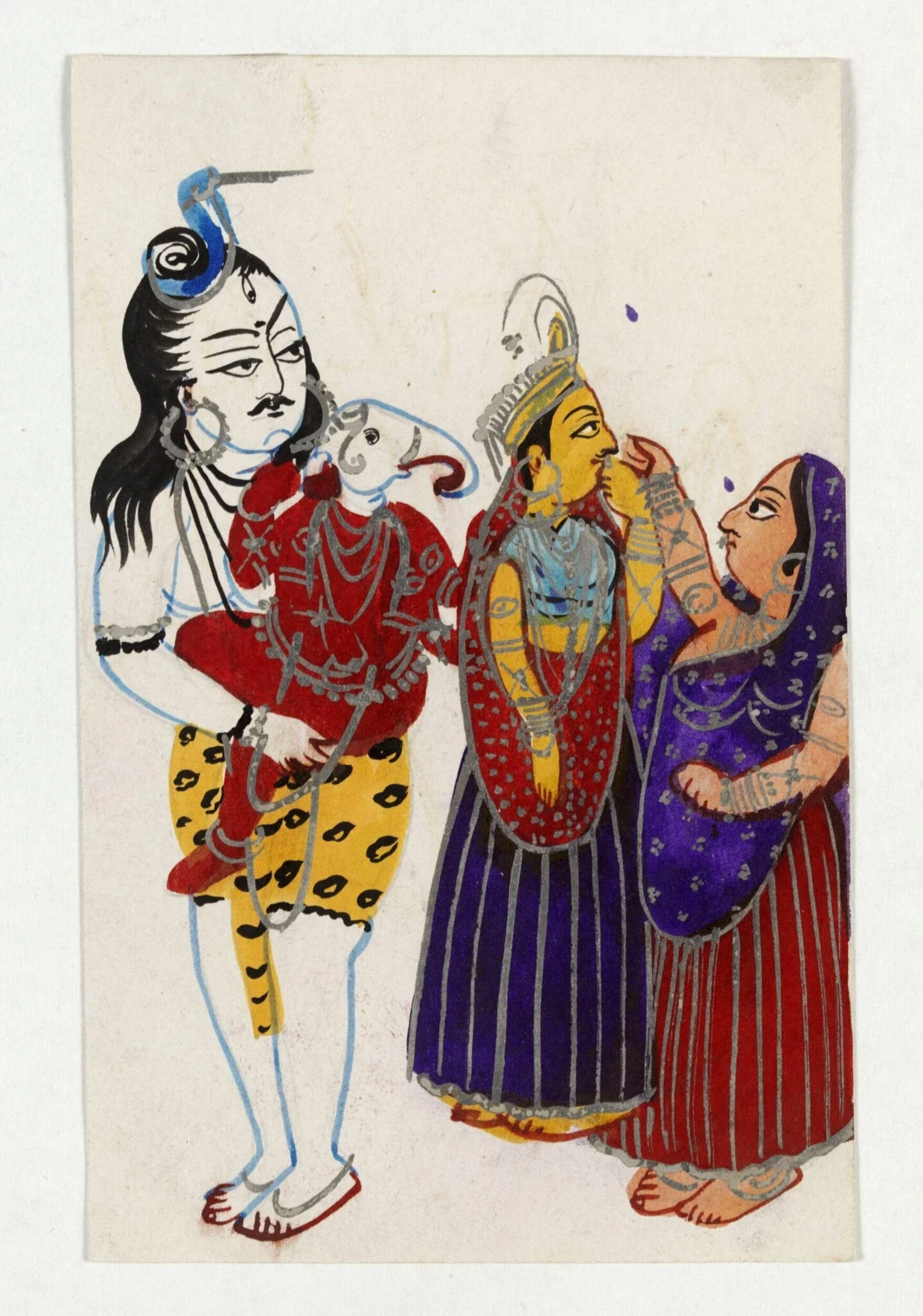 Devi, Shiva and Ganesha, by Unknown, paint, 1890