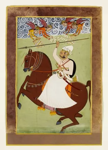 Equestrian portrait with angels