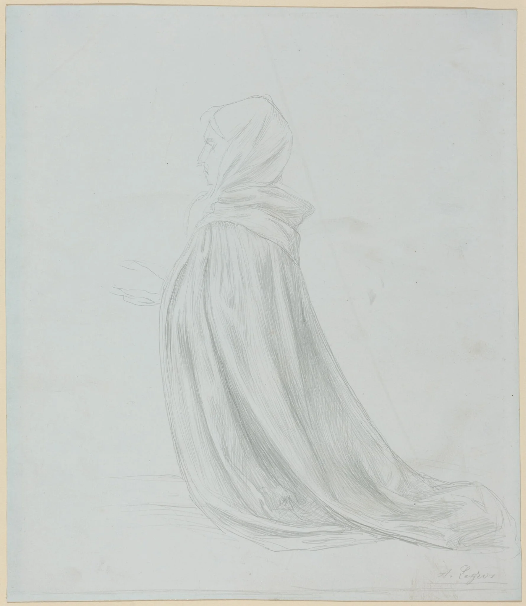 Woman in a Cloak, by Alphonse Legros, gold, 1874