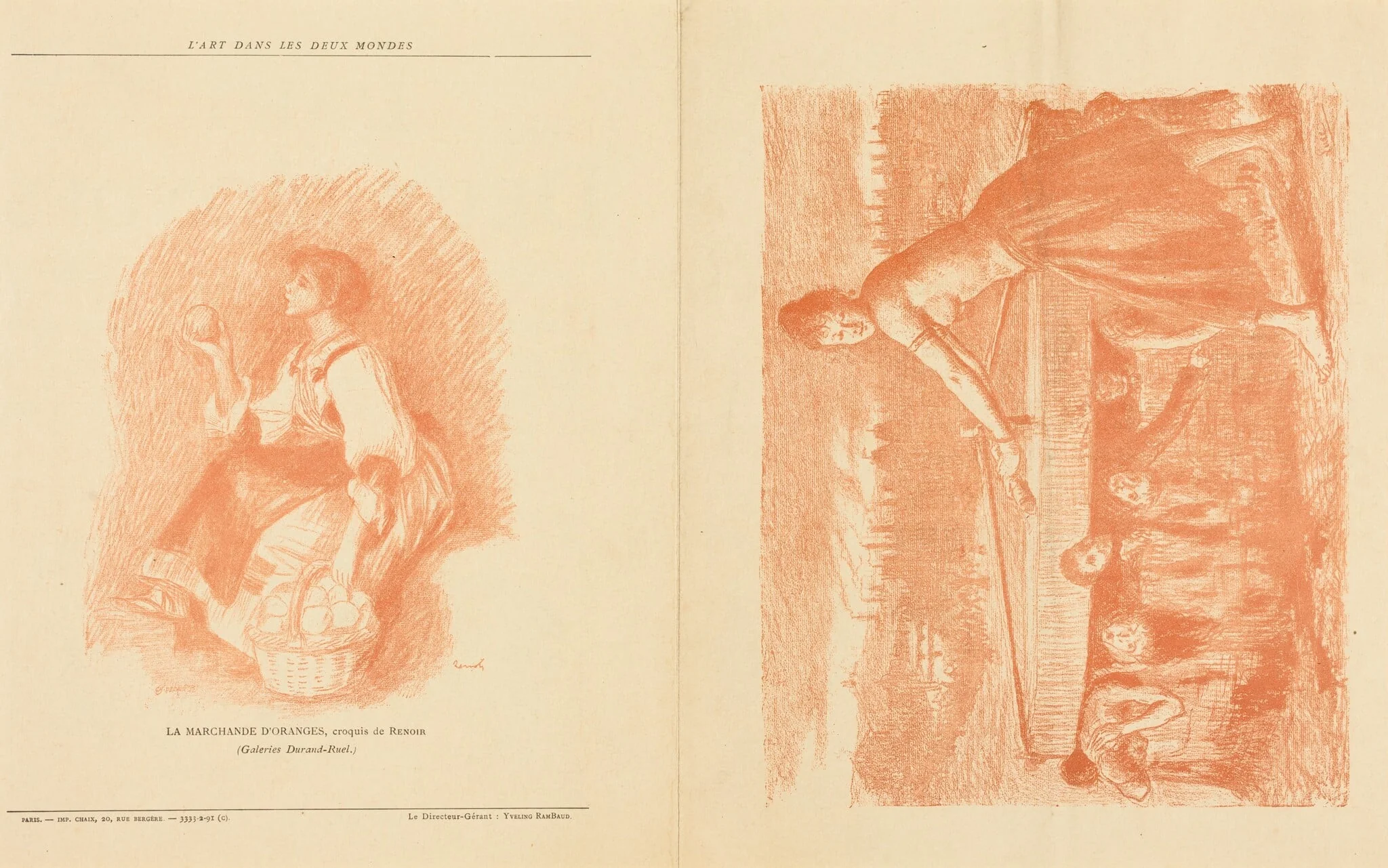 La Meule; Jeune premier! [recto], by Charles Decaux, ink, 1891
