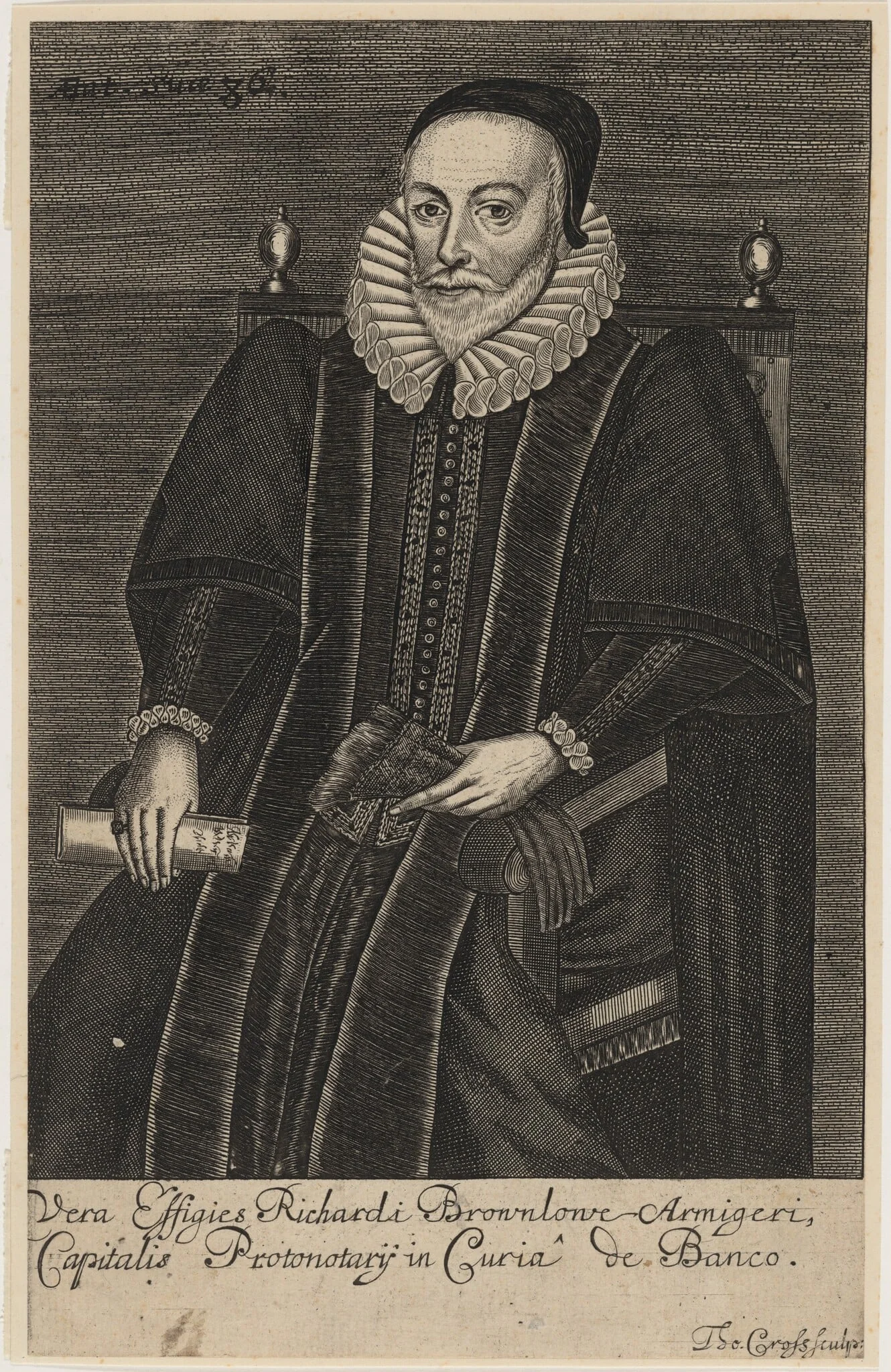 Richardi Brownlowe Armigeri, by Thomas Cross, ink, 1653
