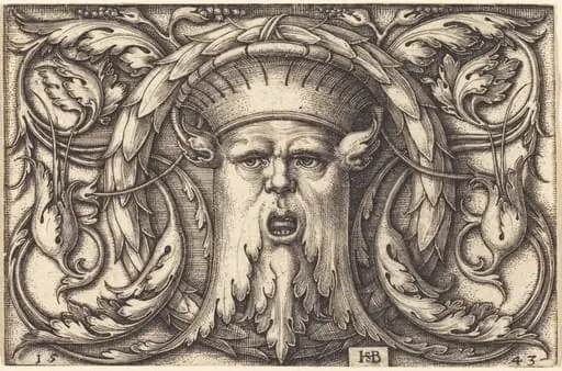Ornament Panel with a Large Bearded Mask