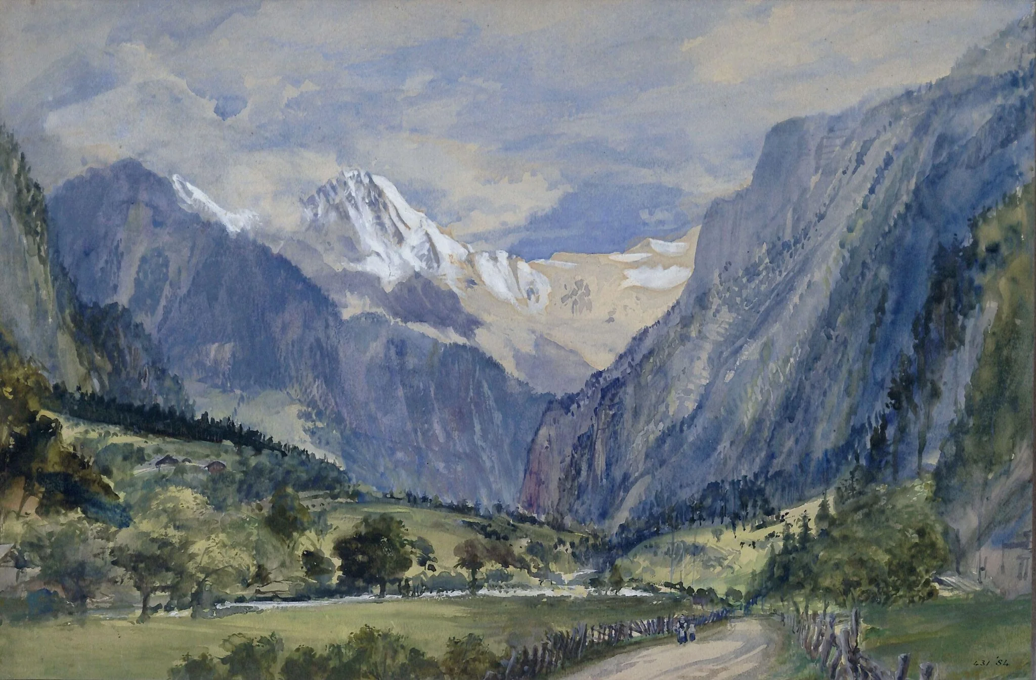 The Jungfrau from Interlaken in Switzerland, by Charles Philip Slocombe, watercolor, 1855