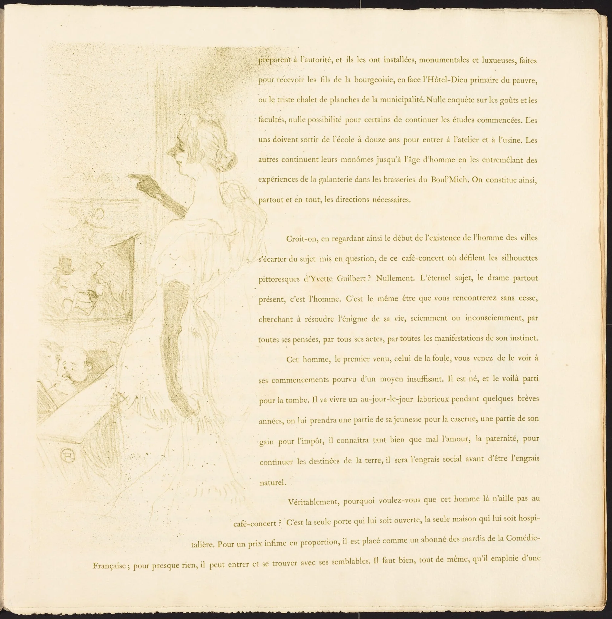 Yvette Guilbert, by Henri de Toulouse-Lautrec, ink, 1894