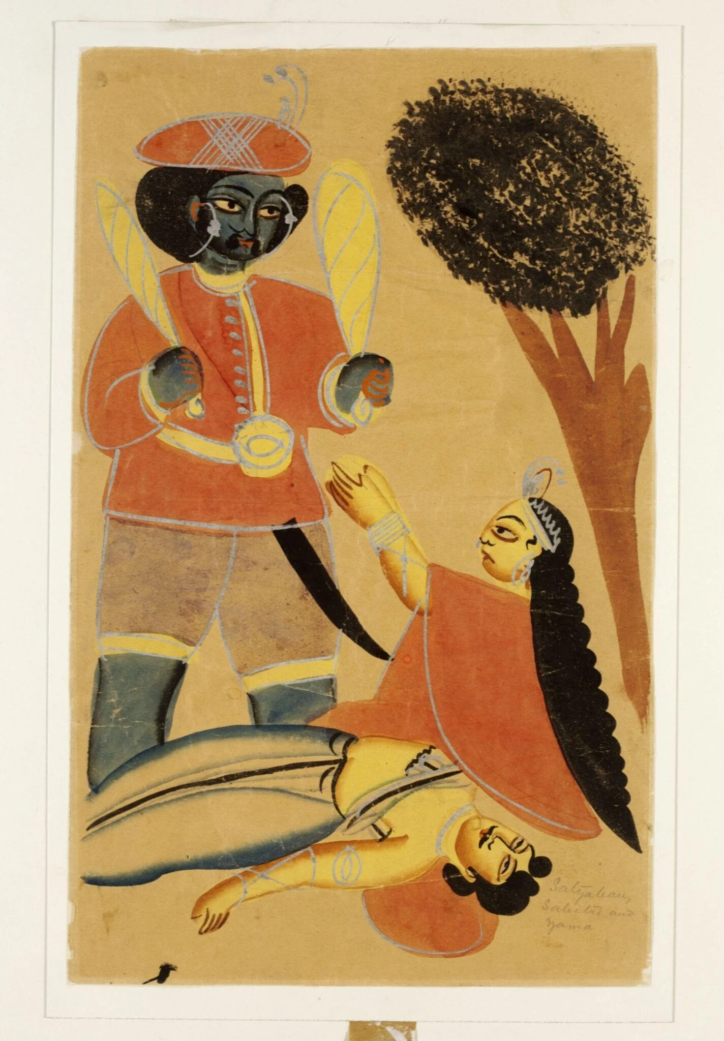 Savitri, Yama and Satravan, by Unknown, paint, 1885