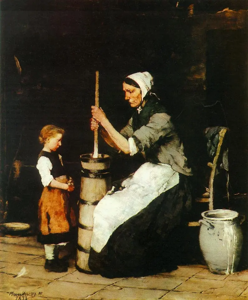 Woman Churning Butter
