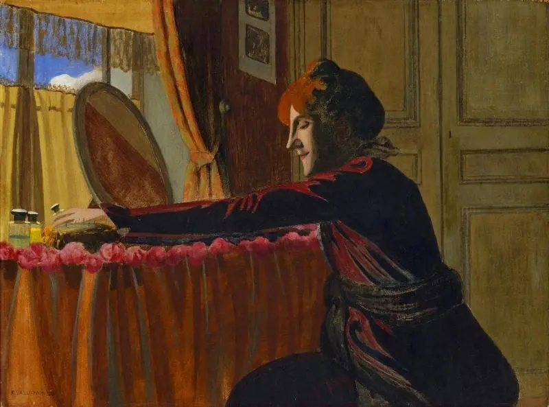 Gabrielle Vallotton à sa table de toilette