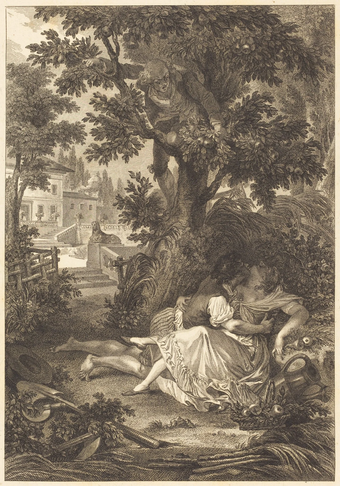 La gageure des trois commeres: Le poirier, by French 18th Century, ink, 1750