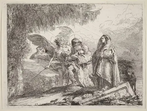 The Flight, Holy Family Walking with Angel