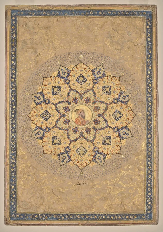 Shamsa (sunburst) with portrait of Aurangzeb (1618–1707), from the Emperor's Album (the Kevorkian Album), by Bichitr, unspecified, 1648
