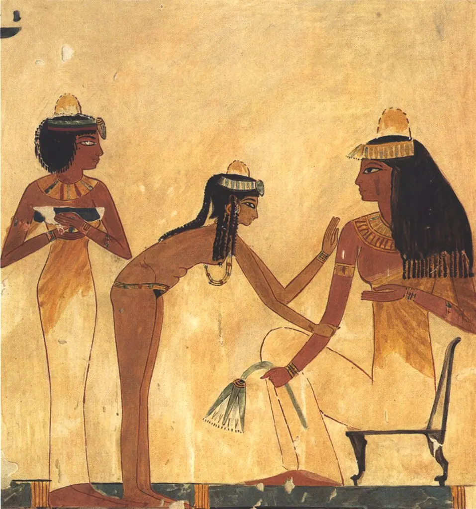 Seated woman with Two Female Servants
