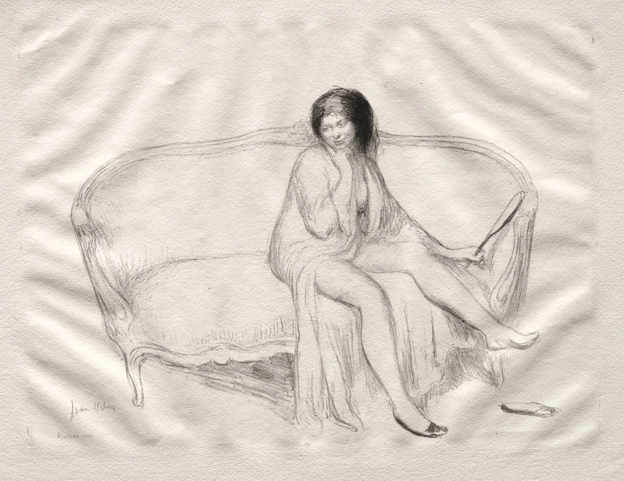 Nude Woman Seated on a Sofa