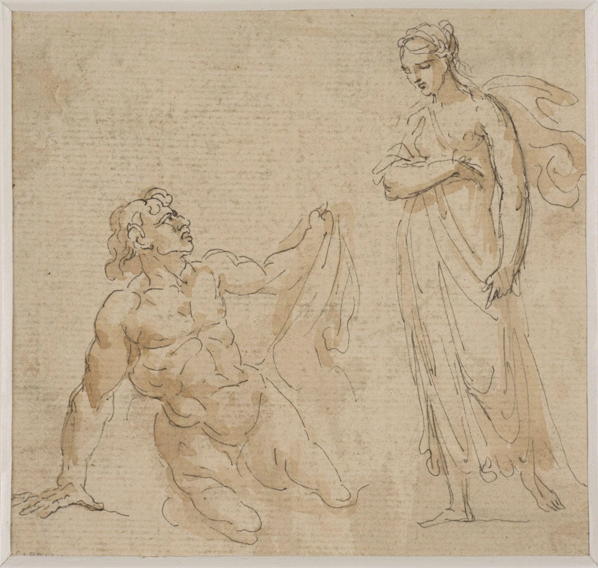 A woman approaching a kneeling man, by Giovanni Battista Cipriani, 1797