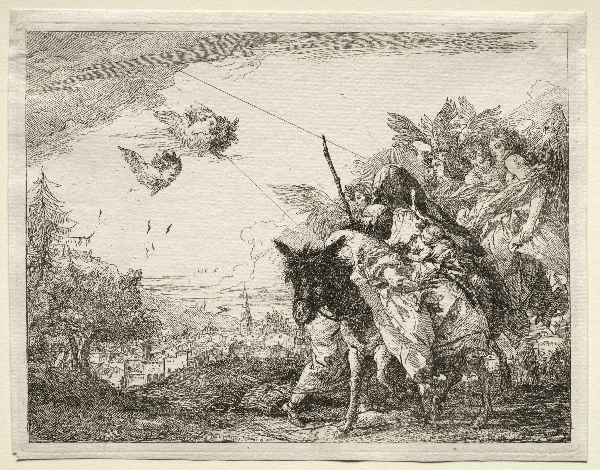 Flight into Egypt:  Joseph Pausing to Gaze at the Infant Christ, by Giovanni Domenico Tiepolo, 1752