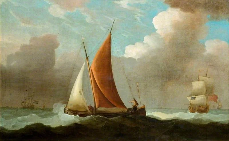 Vessels at Sea, by Peter Monamy, oil, 1725