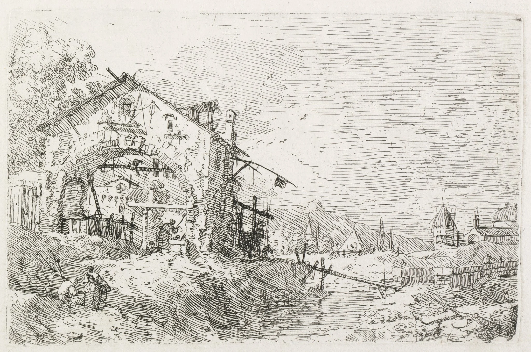 Views:  A Woman Drawing Water under an Arch, by Canaletto, 1740