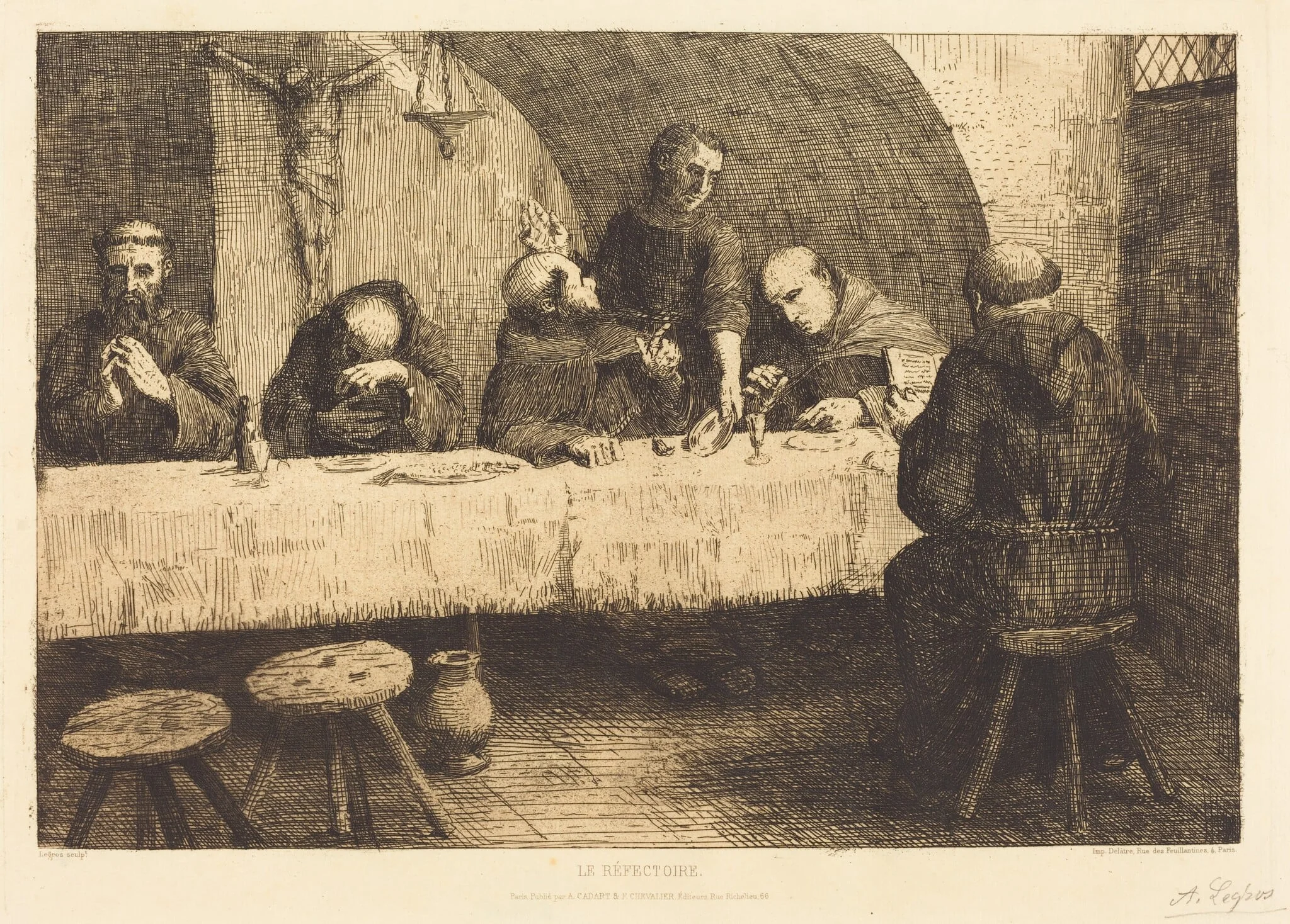 The Refectory (Le refectoire), by Alphonse Legros, ink, 1874