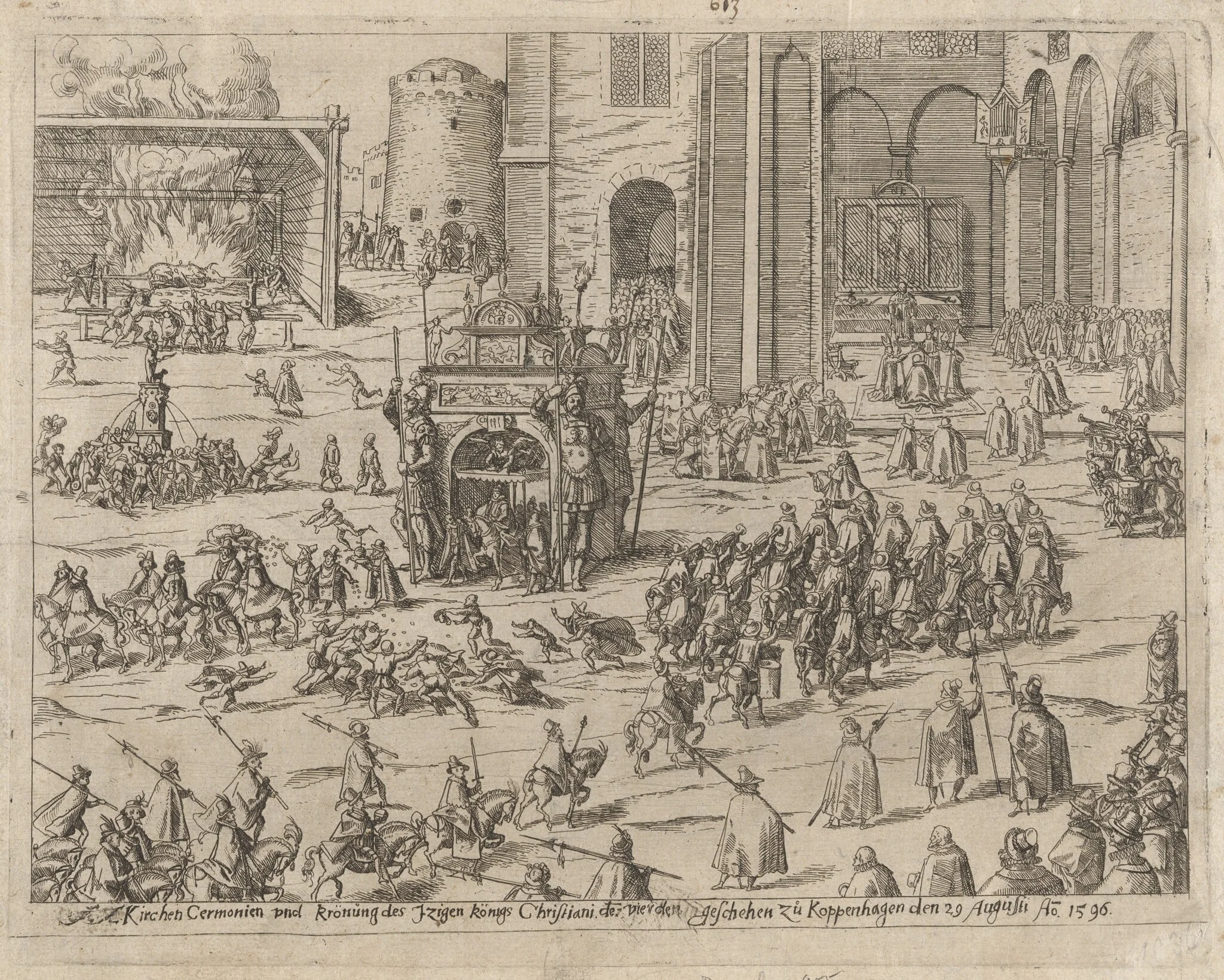 Kirchen Cermonien und Krönung des Zweigen Königs Christiani der Vierden... (Church Ceremonies and Coronation of the Eternal King Christian IV in Copenhagen on August 29, 1596