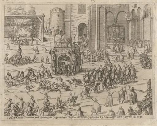 Kirchen Cermonien und Krönung des Zweigen Königs Christiani der Vierden... (Church Ceremonies and Coronation of the Eternal King Christian IV in Copenhagen on August 29, 1596