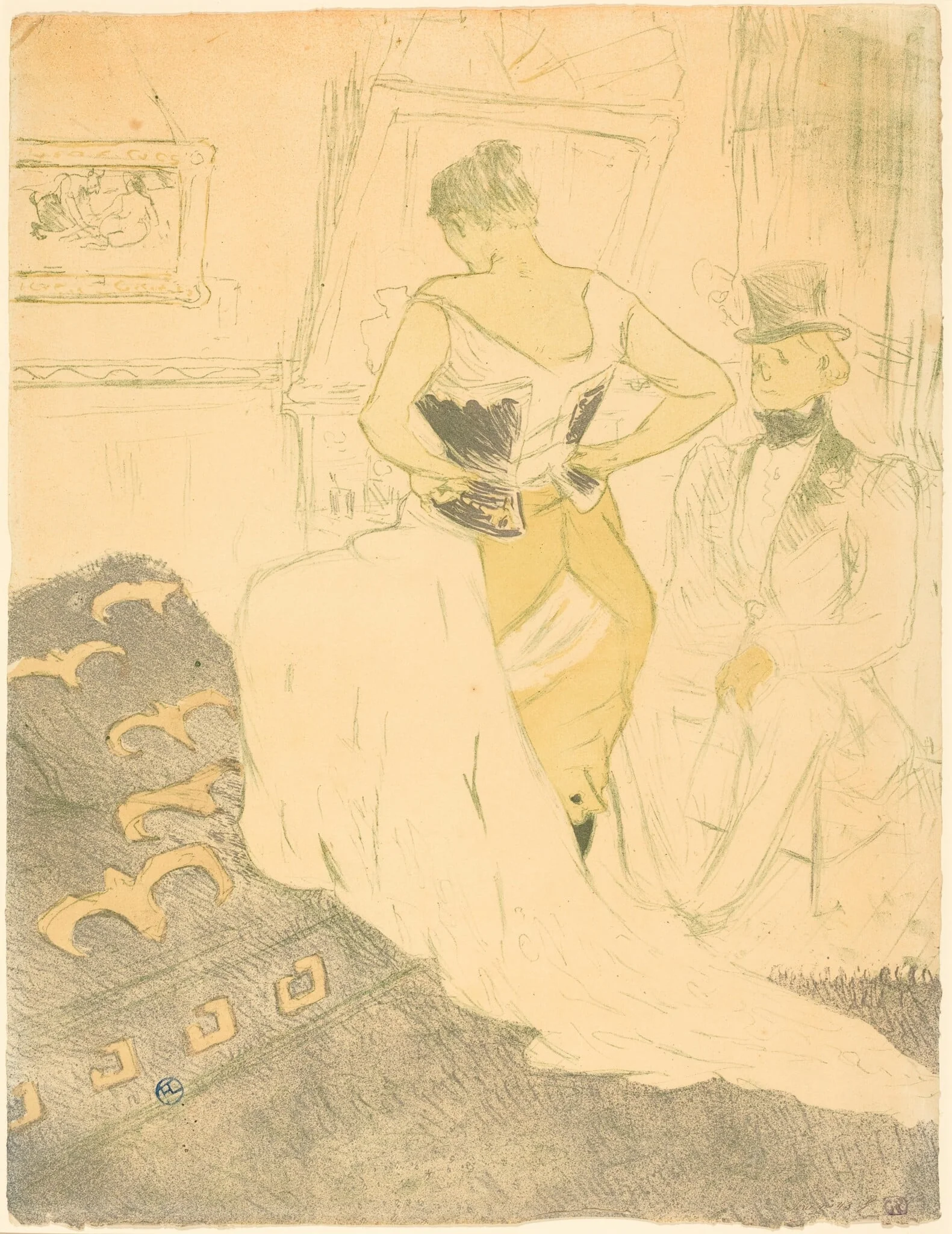 Woman in Corset (Femme en corset), by Henri de Toulouse-Lautrec, ink, 1896